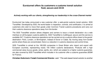 Eurotunnel offers its customers a customs transit solution fluid, secure and 24/24