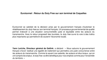 Retour du Duty Free sur le terminal de Coquelles