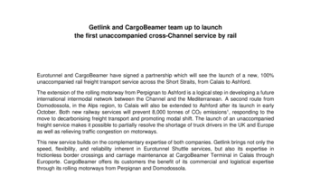 Getlink and CargoBeamer team up to launch the first unaccompanied cross-Channel service by rail