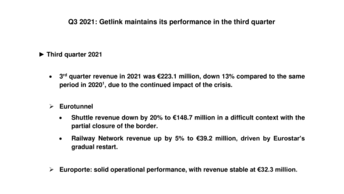 Q3 2021: Getlink maintains its performance in the third quarter
