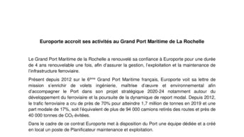 Europorte increases its activities at the Grand Port Maritime de La Rochelle (French version)