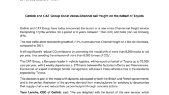 Getlink and CAT Group boost cross-Channel rail freight on the behalf of Toyota