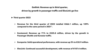 Getlink - Revenue up in third quarter