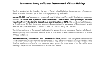 Eurotunnel, Strong traffic over first weekend of Easter Holidays.pdf