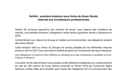 emission de Green bonds getlink