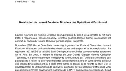 nomination laurent fourtune directeur des Operations eurotunnel