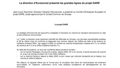 La direction d’Eurotunnel présente les grandes lignes du projet DARE