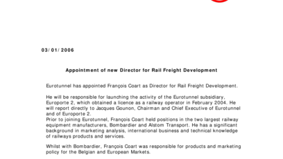 Appointment of new Director for Rail Freight Development