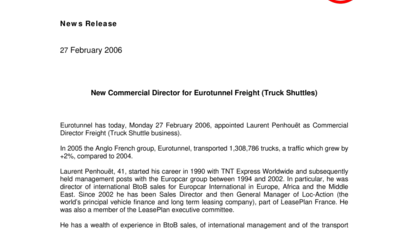 New Commercial Director for Eurotunnel Freight (Truck Shuttles)