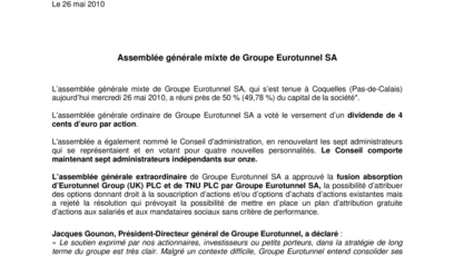 Assemblée générale mixte de Groupe Eurotunnel SA