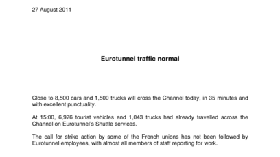 Eurotunnel traffic normal