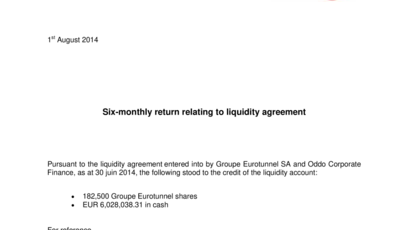 Six-monthly return relating to liquidity agreement
