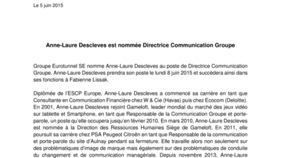 Anne-Laure Descleves est nommée Directrice Communication Groupe