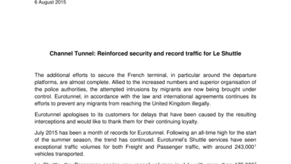 Channel Tunnel: Reinforced security and record traffic for Le Shuttle