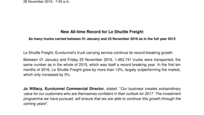 New All-time Record for Le Shuttle Freight