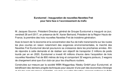 Eurotunnel : Inauguration de nouvelles Navettes Fret  pour faire face à l’accroissement du trafic
