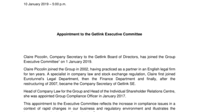 Appointment to the Getlink Executive Committee