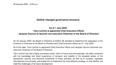 Getlink changes governance structure