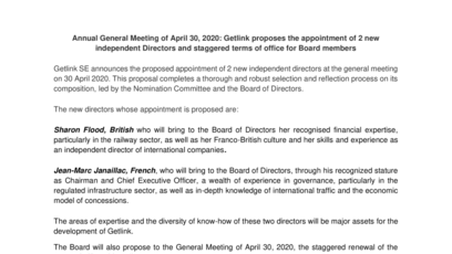 Governance: two news directors proposed at the 2020 AGM