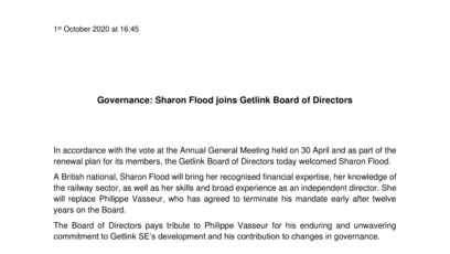 Governance: Sharon Flood joins Getlink Board of Directors