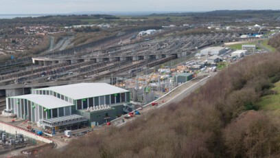 La station de conversion d'ElecLink à Folkestone (UK)