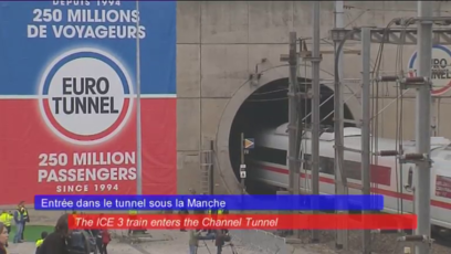 Un train ICE 3 de la Deutsche Bahn dans le tunnel sous la Manche