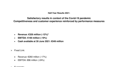 Half-year results 2021: Satisfactory results in context of the Covid-19 pandemic - Competitiveness and customer experience reinforced by performance measures