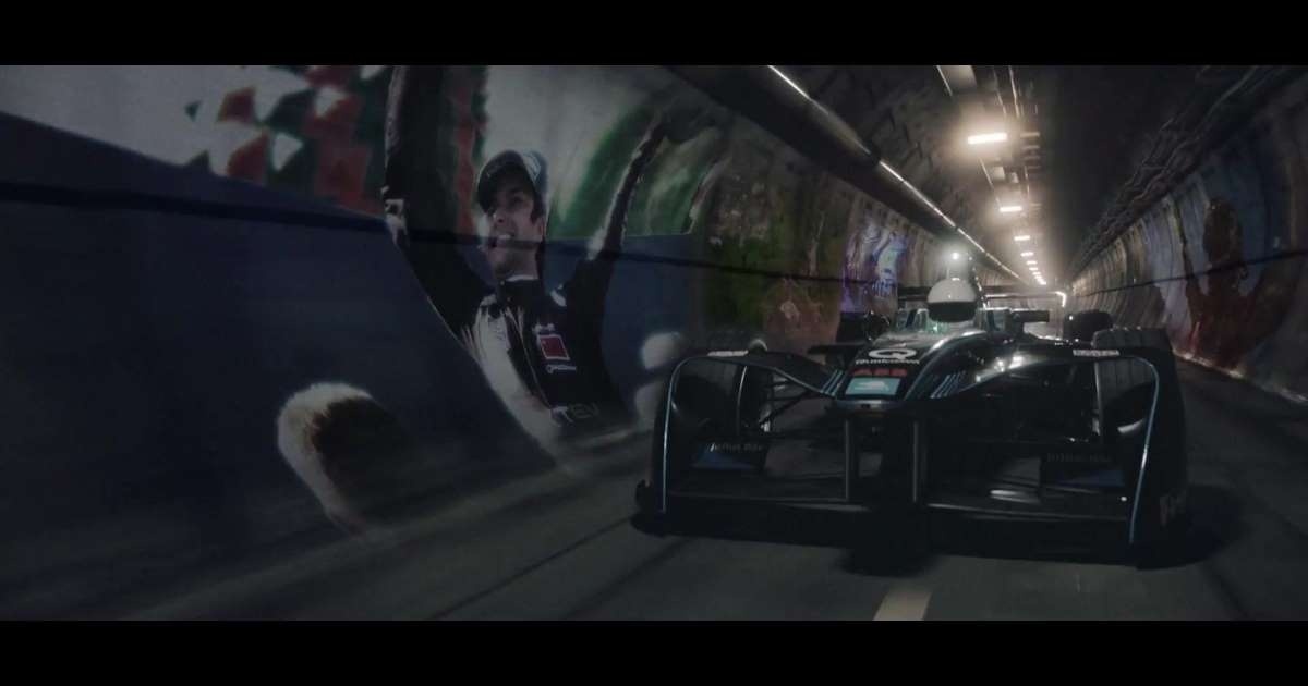 A Formula e through the service tunnel