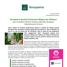 CP_GROUPAMA DEVIENT PARTENAIRE MAJEUR DE 5 VILLES DU VÉLOTOUR_260319