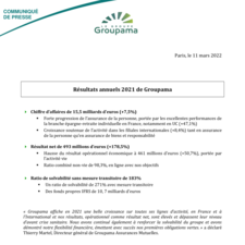 GROUPAMA RÉSULTATS 2021 – COMMUNIQUÉ DE PRESSE