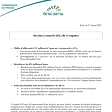 Groupama Résultats annuels 2022 - Communiqué de presse