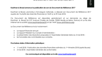 Mise à disposition du Document de Référence 2017