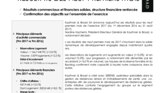 Résultats des neuf premiers mois 2017