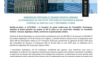 La dynamique de l'activité tertiaire de Kaufman & Broad s'expose au SIMI du 5 au 7 décembre à Paris
