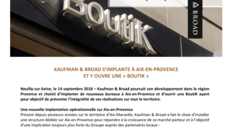 Kaufman & Broad s'implante à Aix en Provence et ouvre une Boutik