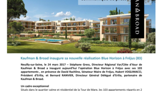 Kaufman & Broad inaugure sa nouvelle réalisation Blue Horizon à Fréjus (83)