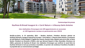 Kaufman & Broad inaugure le « Carré Nature » à Boussy-Saint-Antoine