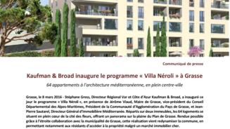 Kaufman & Broad inaugure le programme « Villa Néroli » à Grasse