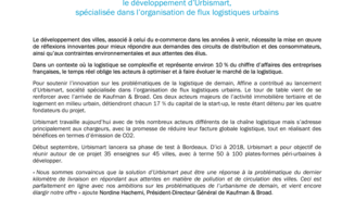 Affine et Kaufman & Broad s'associent pour accompagner le développement d'Urbismart, spécialisée dans l'organisation de flux logistiques urbains
