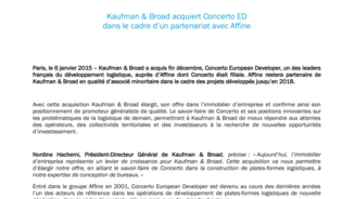 Kaufman & Broad acquiert Concerto ED dans le cadre d'un  partenariat avec Affine