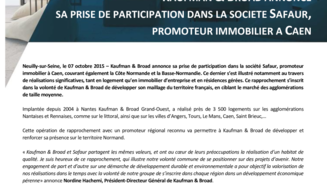 Kaufman & Broad annonce sa prise de participation dans la société Safaur, promoteur immobilier à Caen