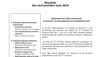 Résultats des neuf premiers mois 2014