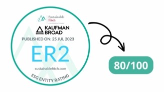 Sustainable Fitch récompense la performance ESG de Kaufman & Broad en lui attribuant le score de 80/100