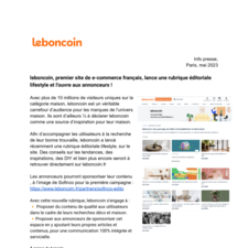 leboncoin lance une rubrique éditoriale lifestyle sur son site et l’ouvre aux annonceurs ! .pdf