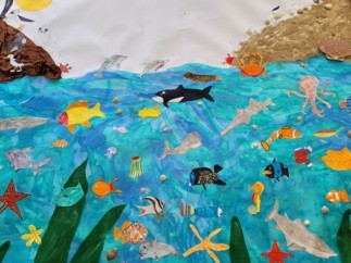 48 élèves du CE1 au CM2 ont réalisé une Fresque du climat -  Pour voir la fresque : Rendez-vous le 9 juin à 11h30  à l’école Eléonore de Val de Mignon (79)