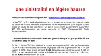Dossier de presse -Responsabilité civile professionnelle médicale rapport 2017