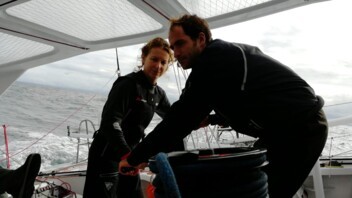 [PHOTO] Isabelle Joschke et Morgan Lagravière en action sur l'IMOCA MACSF