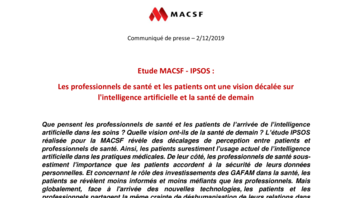 Communiqué (PDF)- Etude MACSF-IPSOS sur l'intelligence artificielle et la santé de demain