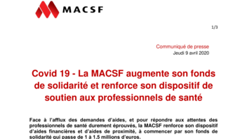 La MACSF renforce son dispositif de soutien (PDF)