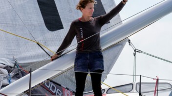 [PHOTO] Isabelle Joschke à l'arrivée de la Vendée Arctique le